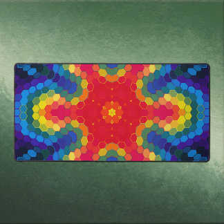 Mandala Hexagonal Rouge Jaune et Bleu