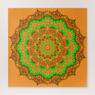 Mandala Jigsaw Puzzle Orange 3D Art
