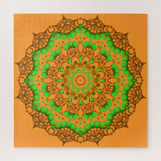 Mandala Jigsaw Puzzle Orange 3D Art (Vertical)