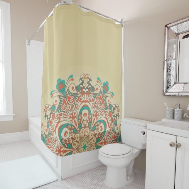 Mandala Kaleidoscope Mosaïque - Rideau de douche (En situation)
