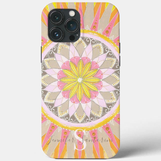 Mandala Matin Soleil Monogramme coque iphone (Verso)