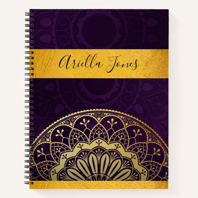 Mandala Monogram Metallic Gold Nom Journal (Devant)