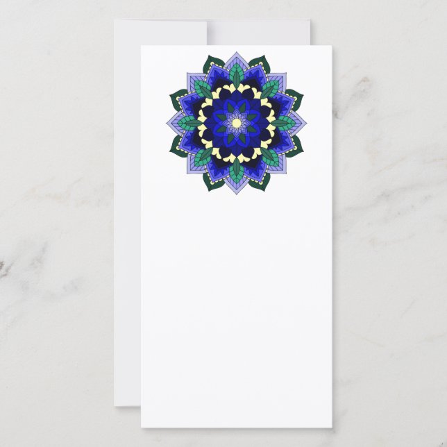 Mandala Motif 02 en Carte de remerciements bleu fo (Devant)