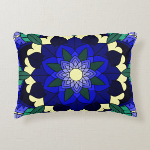 Mandala Motif 02 en coussin décoratif bleu foncé