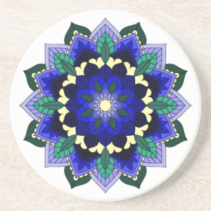 Mandala Motif 02 en Dessous de verre bleu foncé