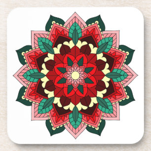 Mandala Motif 02 en Dessous de verre rouge