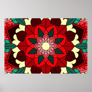 Mandala Motif 02 en rouge Poster