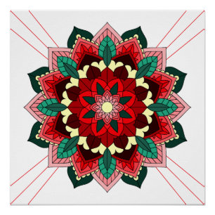 Mandala Motif 02 en rouge Poster