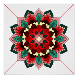 Mandala Motif 02 en rouge Poster