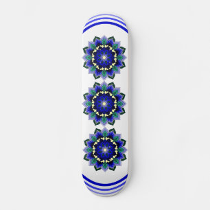 Mandala Motif 02 en skateboard bleu foncé