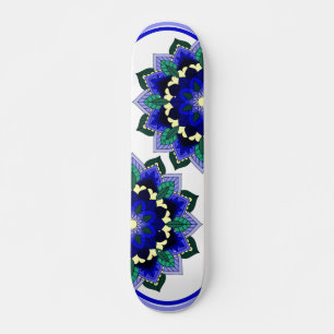 Mandala Motif 02 en skateboard bleu foncé
