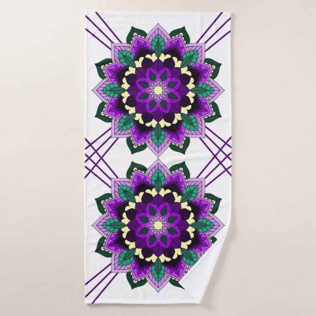 Mandala Motif 02 en violet (Serviette de bain)