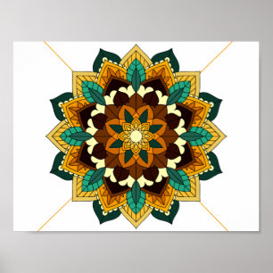 Mandala Motif 2002 en affiche jaune & brun