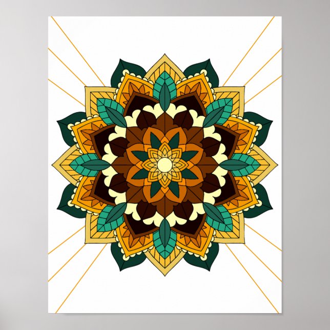 Mandala Motif 2002 en affiche jaune & brun (Devant)