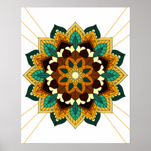 Mandala Motif 2002 en affiche jaune & brun