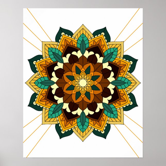 Mandala Motif 2002 en affiche jaune & brun (Devant)