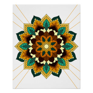 Mandala Motif 2002 en affiche jaune & brun