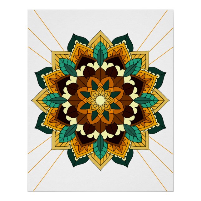 Mandala Motif 2002 en affiche jaune & brun (Devant)