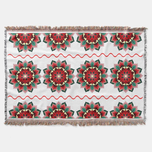 Mandala Motif 2002 en rouge Jetez la couverture (Devant)