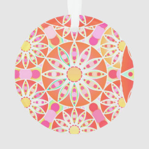 Mandala motif, corail rouge, rose, or