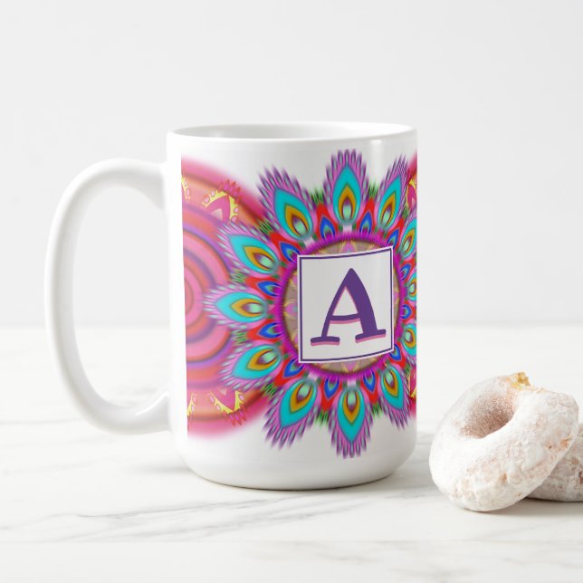Mandala motif de la grande tasse de café initiale  (Avec donut)