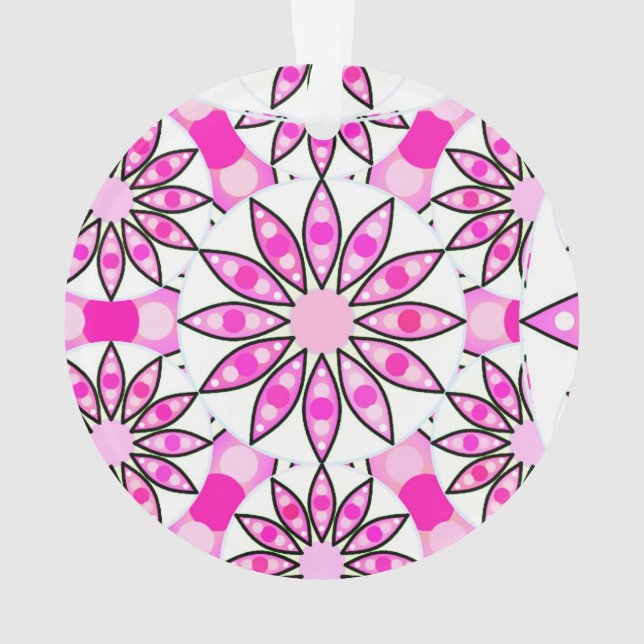 Mandala motif, rose chaud, noir et blanc (dos)