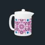 Mandala motif, rose, rose chaud, bleu cobalt<br><div class="desc">Motif mandala à douze points dans les tons rose,  rose chaud,  noir et blanc accentué de bleu cobalt</div>