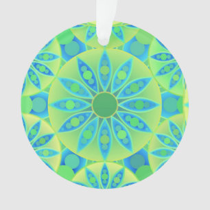 Mandala motif, turquoise, bleu, vert citron