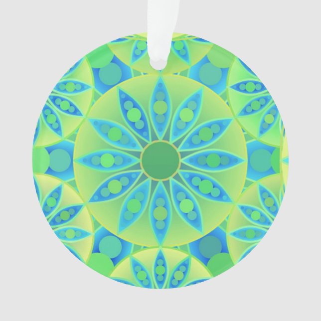 Mandala motif, turquoise, bleu, vert citron (devant)