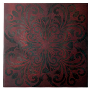mandala noir romantique élégant carreau de céramiq