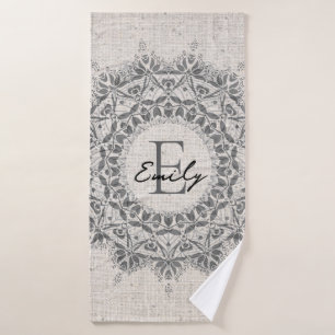 Mandala Nom Monogramme gris clair monochrome