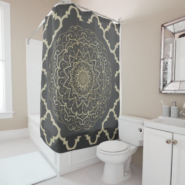 Mandala Oriental - Rideau de douche (En situation)