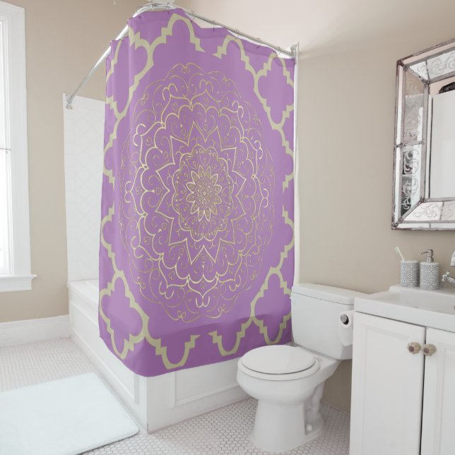 Mandala Oriental - Rideau de douche (En situation)