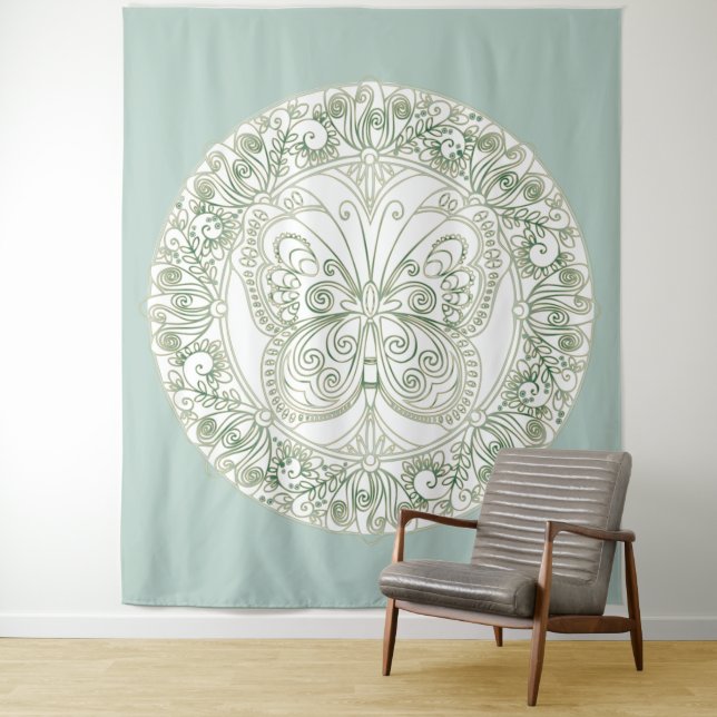Mandala papillon - Tapisserie (En situation)