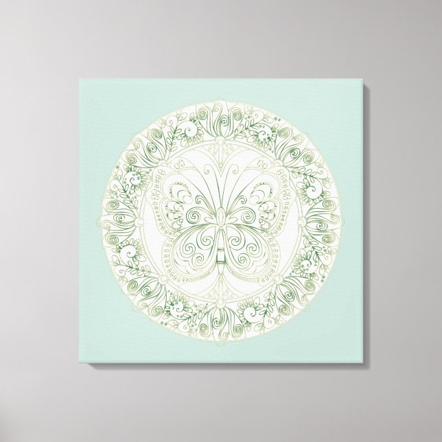 Mandala papillon - Toile enveloppée (Recto)