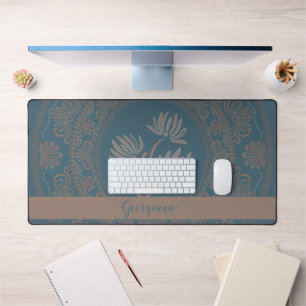 Mandala personnalisé doré et sarcelle de style roc