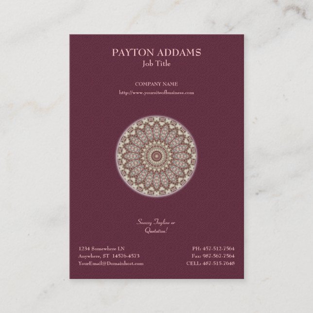 Mandala piqué de confort - carte de visite (Devant)