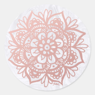 Mandala rose Gold sur Sticker Marbre blanc