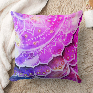 Mandala Sunset Aquarelles Coussin rose