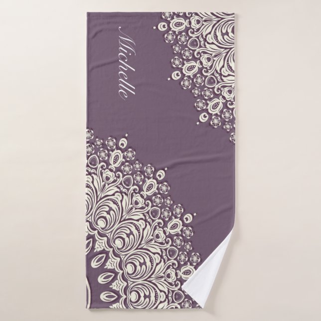 Mandala sur Dark Purple, design Bohe (Serviette de bain)