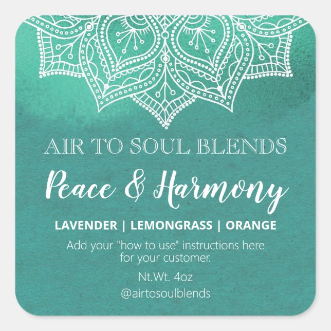 Mandala Turquoise Avec Étiquettes de mixage de tex (Devant)