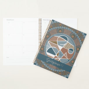 Mandala Turquoise personnalisé et or Abstrait Acce