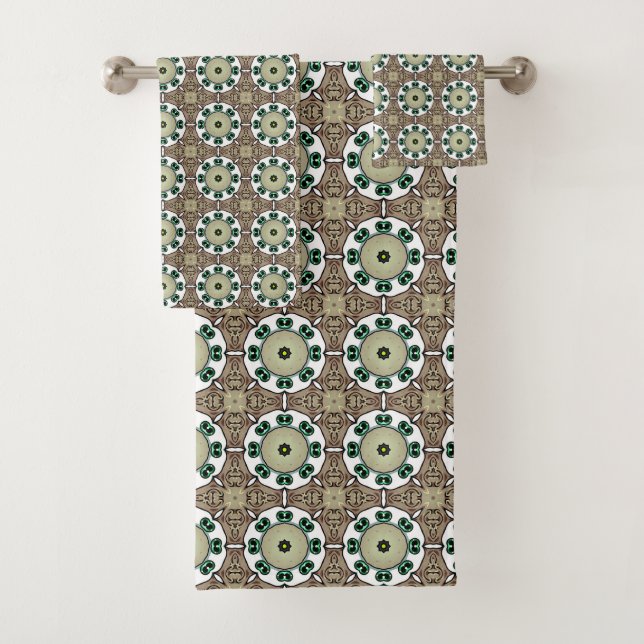 Mandala vert, blanc et marron (En situation)