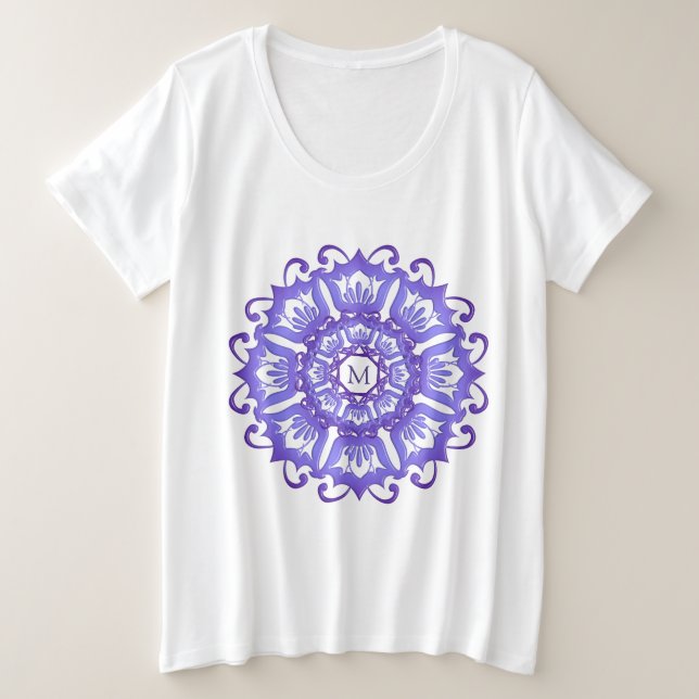 Mandala violet floral. Monogramme. (Design devant)