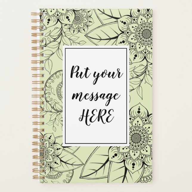 Mandala Weekly Planner dessiné à la main verte (Devant)
