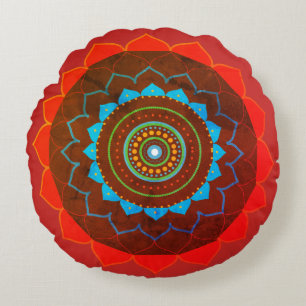 Mandala Yoga Cadeau Photo Coussin rond