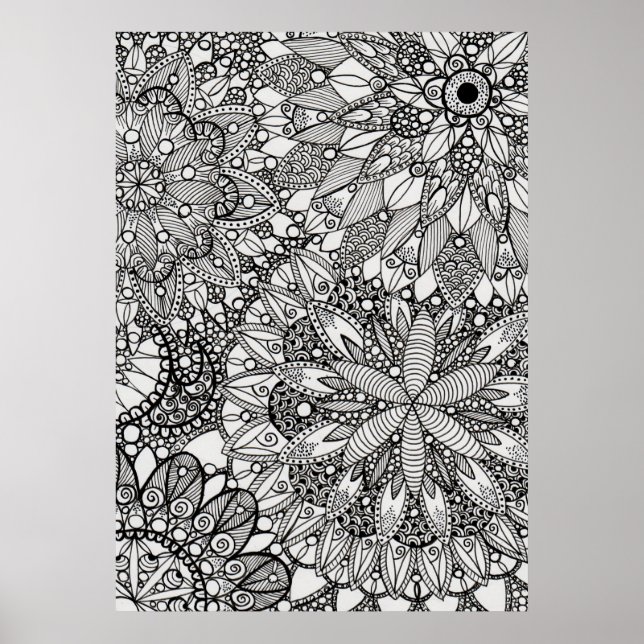 Mandala Zen Motif Lineart Poster Imprimer (Devant)
