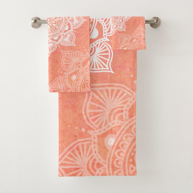 Mandalas blancs sur arrière - plan de marbre coral (En situation)