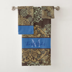 Mandalas Bohèmes Moody Bleu et Brun Monogrammées