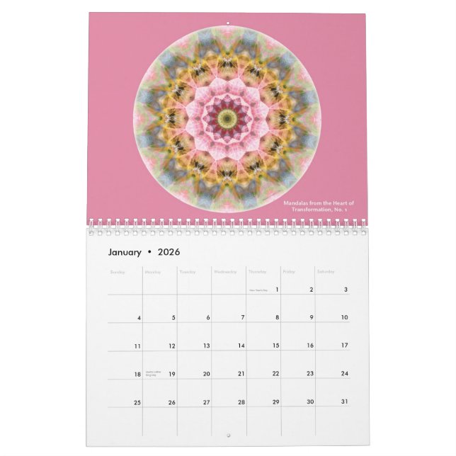 Mandalas du coeur du calendrier de transformation (Jan 2026)